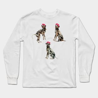 Dalmatian flower crown Long Sleeve T-Shirt